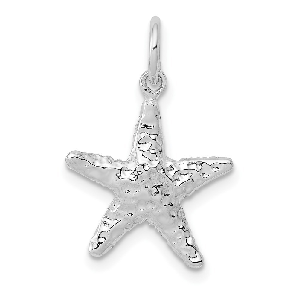 14K White Gold Polished 3-D Starfish Necklace Charm Pendant